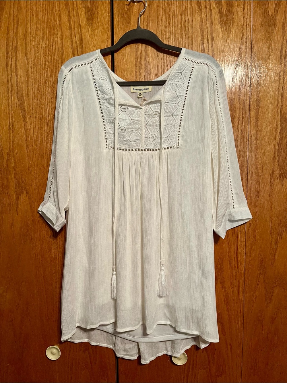 White Crochet Yoke Peasant Tunic/Dress